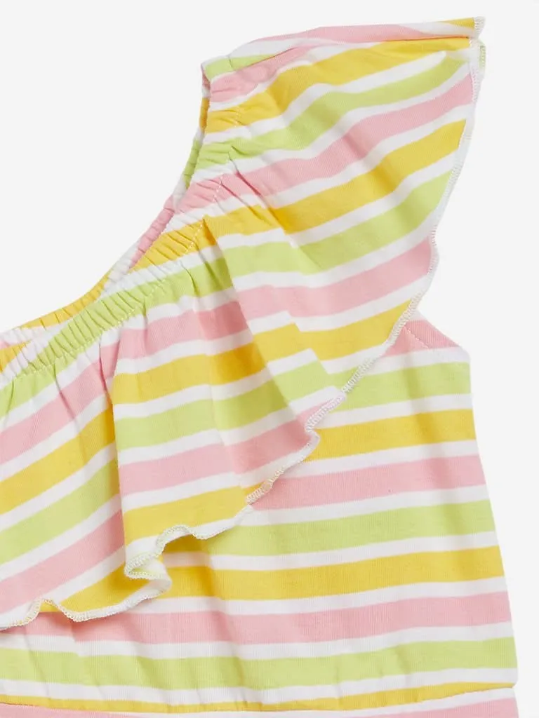 HOP Kids Multicolour Striped Sangria Jumpsuit