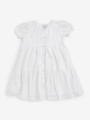 HOP Kids Off-White Embroidered Dress