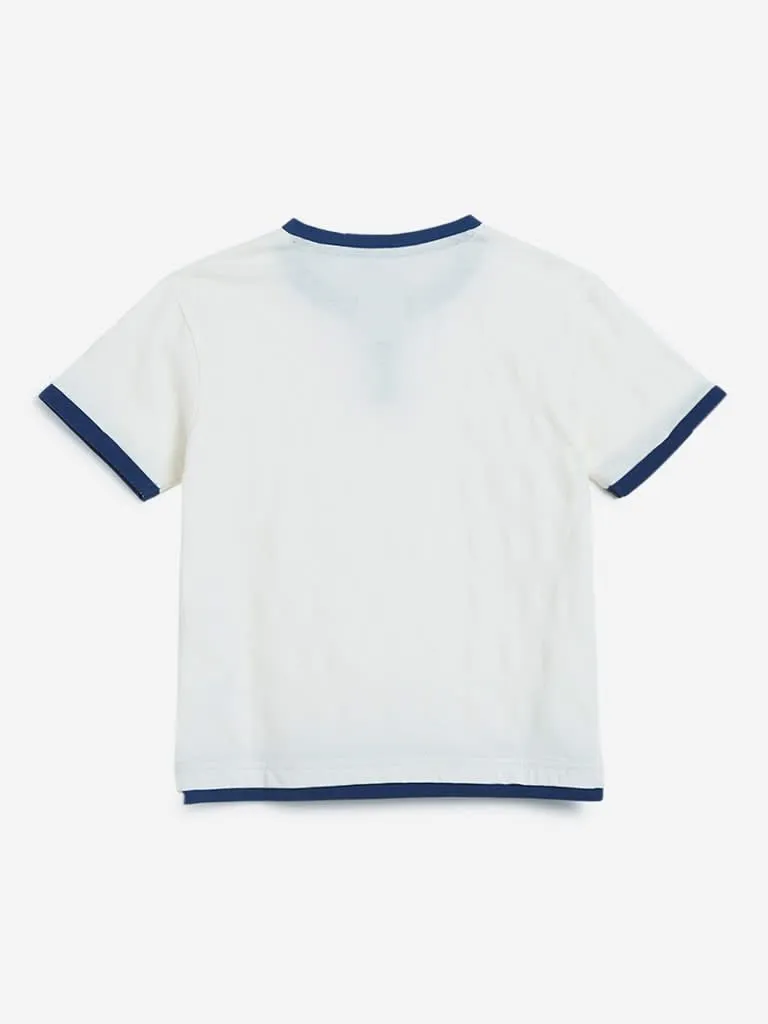 HOP Kids Off White Self-Patterned Bruce T-Shirt