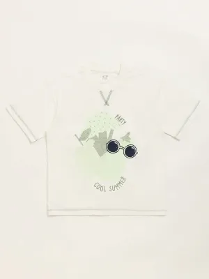 HOP Kids Off-White Textured T-Shirt