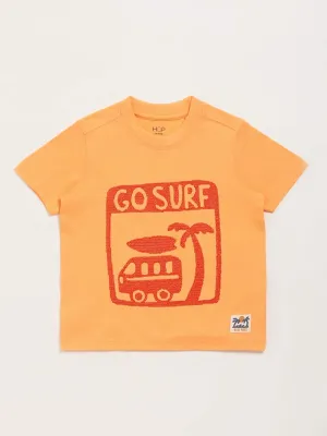 HOP Kids Orange Embroidered T-Shirt