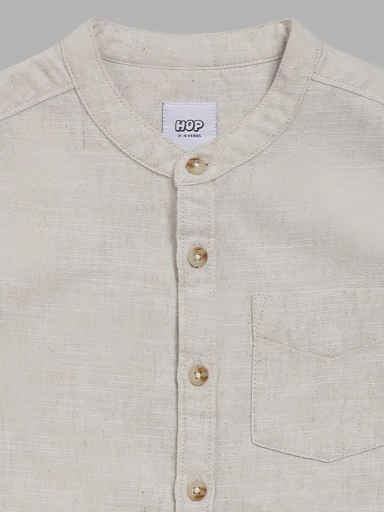 HOP Kids Solid Beige Relaxed Fit Shirt