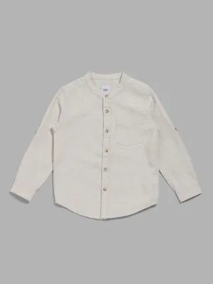 HOP Kids Solid Beige Relaxed Fit Shirt