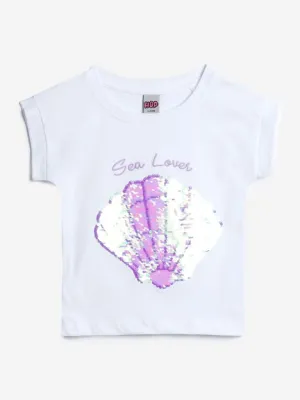 HOP Kids White Sequinned T-Shirt