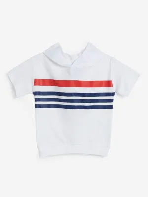 HOP Kids White Stripe Pattern Hooded T-Shirt