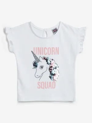 HOP Kids White Unicorn Print Top