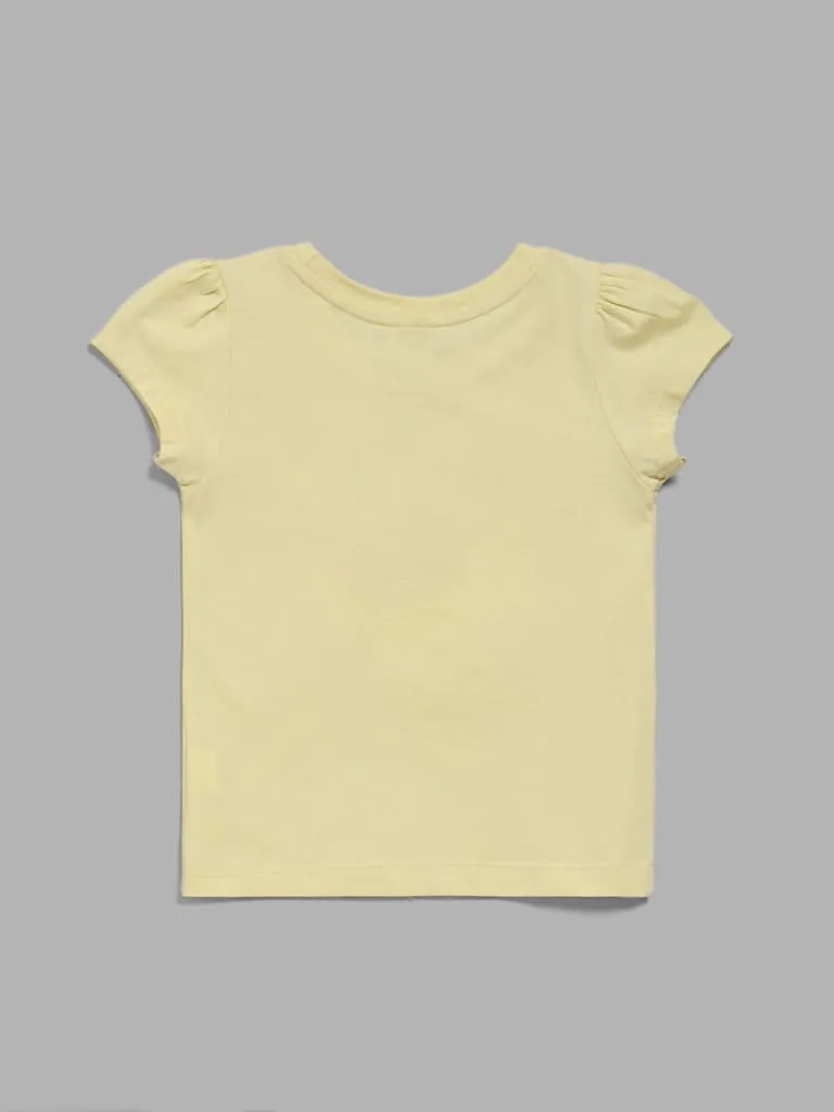 HOP Kids Yellow Bird Printed T-Shirt