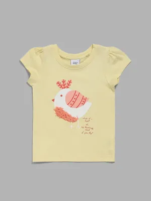 HOP Kids Yellow Bird Printed T-Shirt