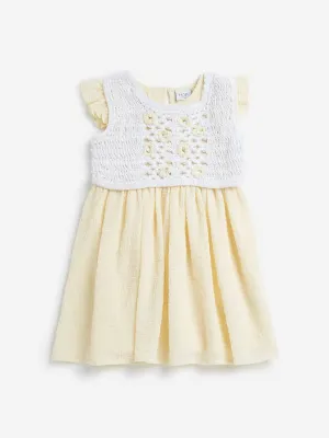 HOP Kids Yellow Crochet Design A-line Dress