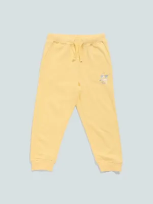 HOP Kids Yellow Shiny Printed Joggers