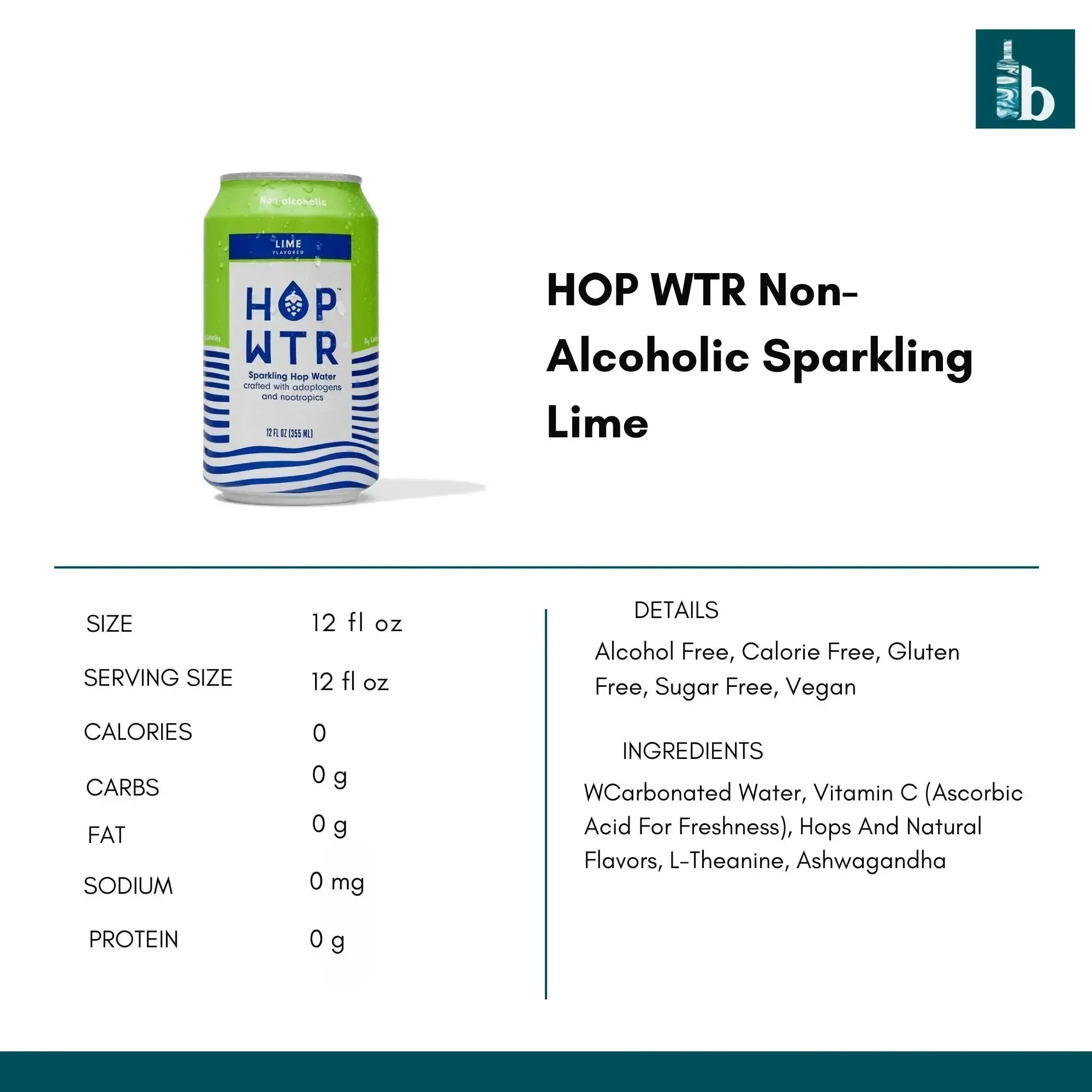 HOP WTR Non-Alcoholic Sparkling Lime