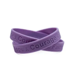 Hope Courage Faith Lavender Rubber Wristband - Adult 8"