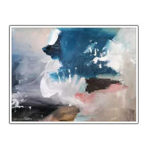 Horizontal blue & pink abstract wall art print