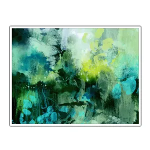 Horizontal green & blue abstract wall art print