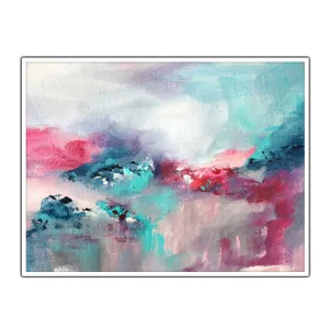 Horizontal pink & teal abstract wall art print