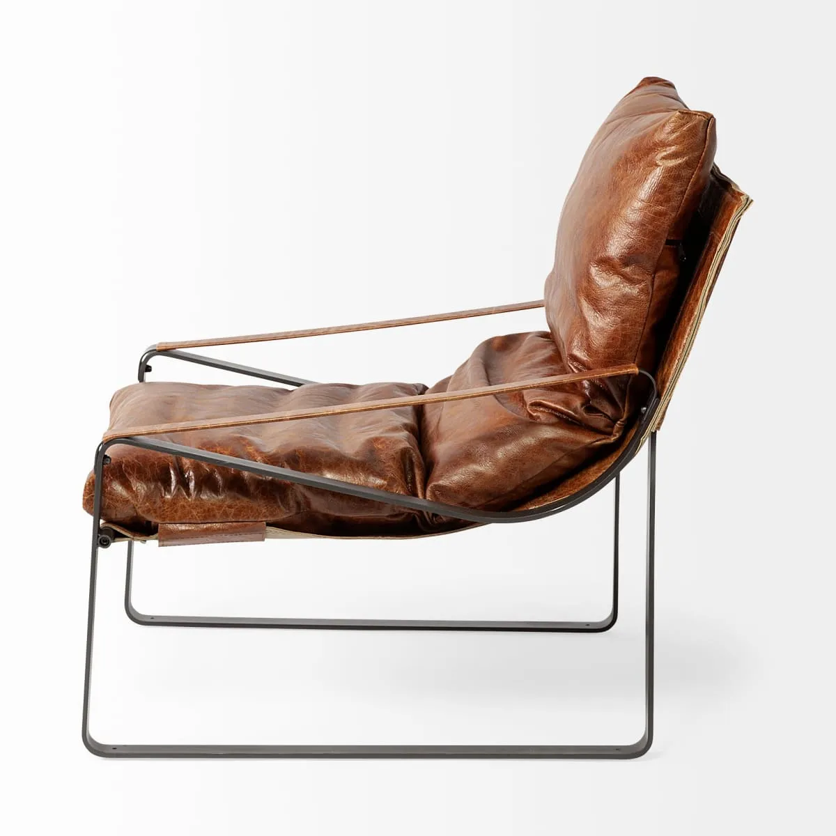 Hornet Accent Chair Brown Leather | Black Metal