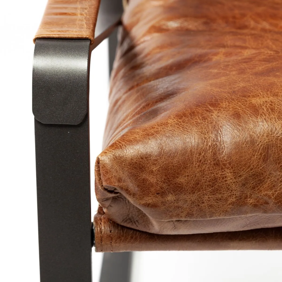 Hornet Accent Chair Brown Leather | Black Metal