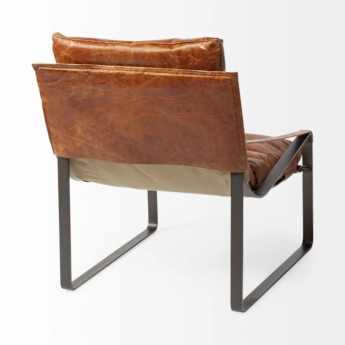 Hornet Accent Chair Brown Leather | Black Metal