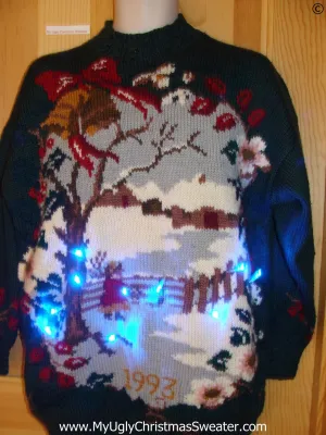 Horrid Winter Scene Christmas Sweater with Lights (g290)