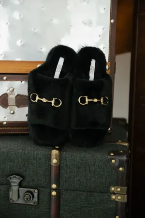 HORSE BIT BLACK SLIPPERS