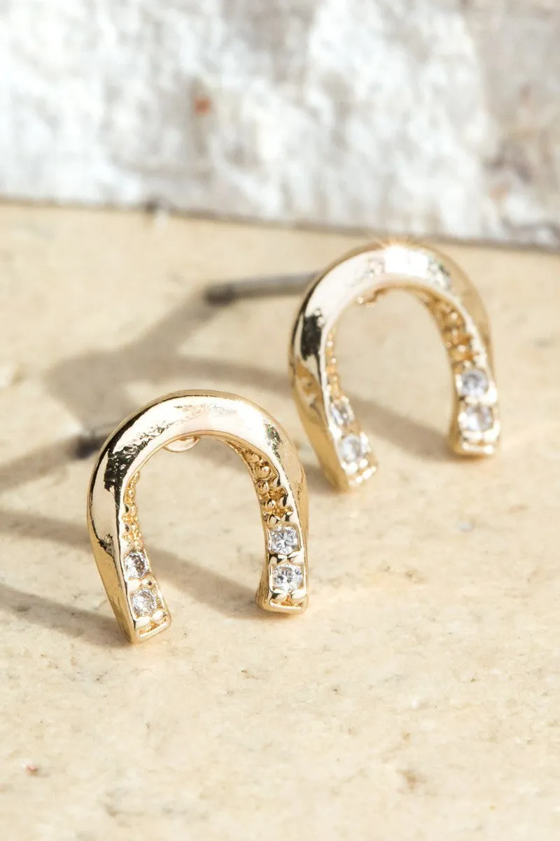 Horseshoe Pave Crystal Studs