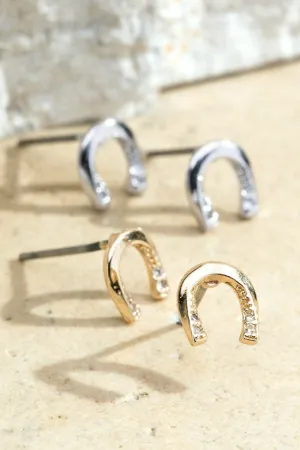 Horseshoe Pave Crystal Studs