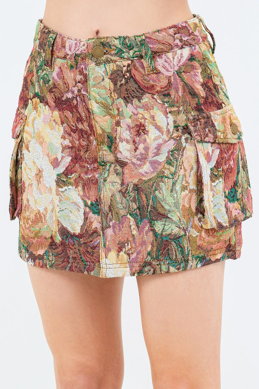 Hot Girl American Bazi Jacquard Weave Cargo Pocket Skirt