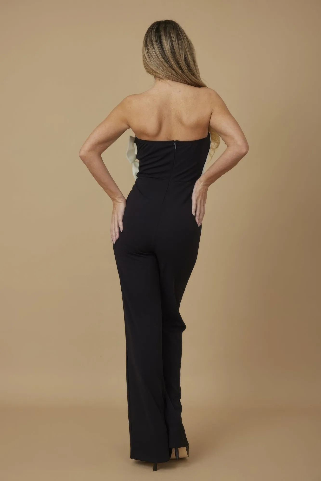 Hot Girl Buckle Accent Strapless Jumpsuit In Black