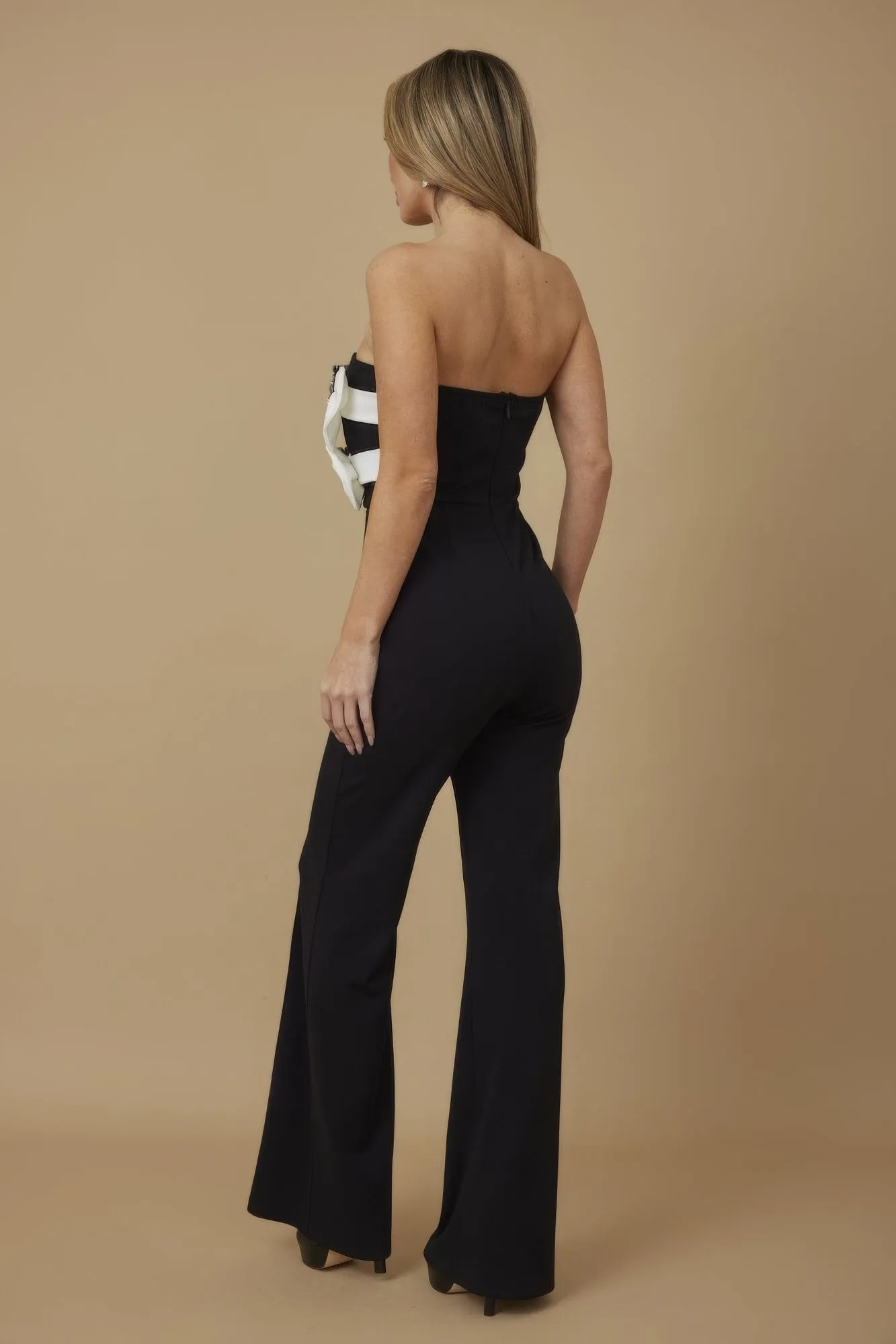 Hot Girl Buckle Accent Strapless Jumpsuit In Black