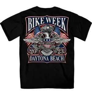 Hot Leathers EDM1192 Men's 2023 Daytona Beach Vintage Patriot Black T-Shirt