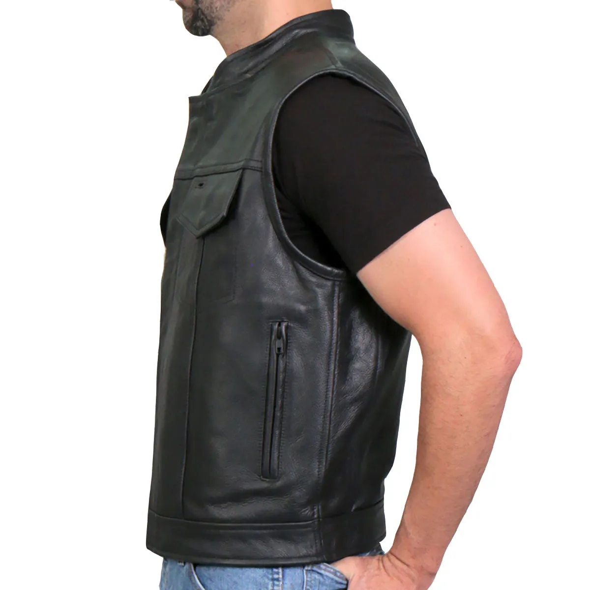 Hot Leathers VSM1050 Men’s Black 'Paisley Green' Conceal and Carry Leather Vest