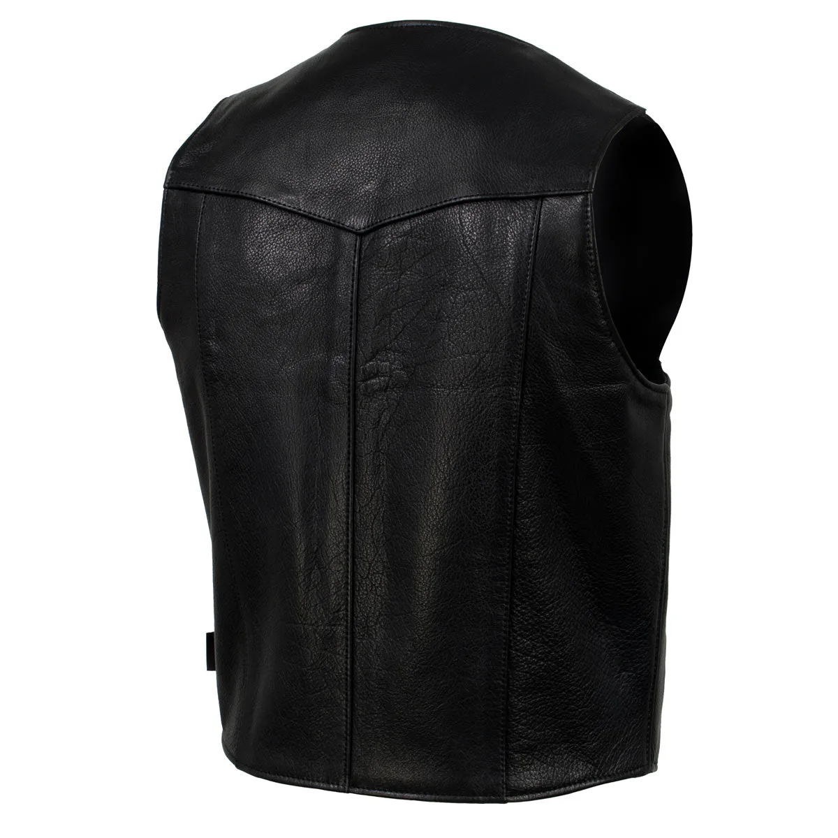 Hot Leathers VSM5006 USA Made Men's 'Classic Western' Black Premium Leather Vest