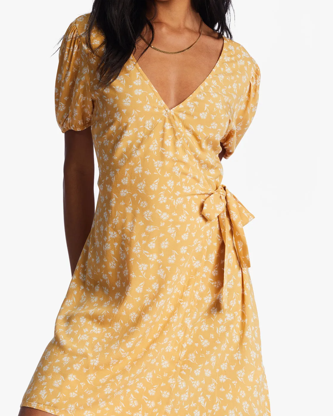 Hot Tropics Mini Wrap Dress - Goldie