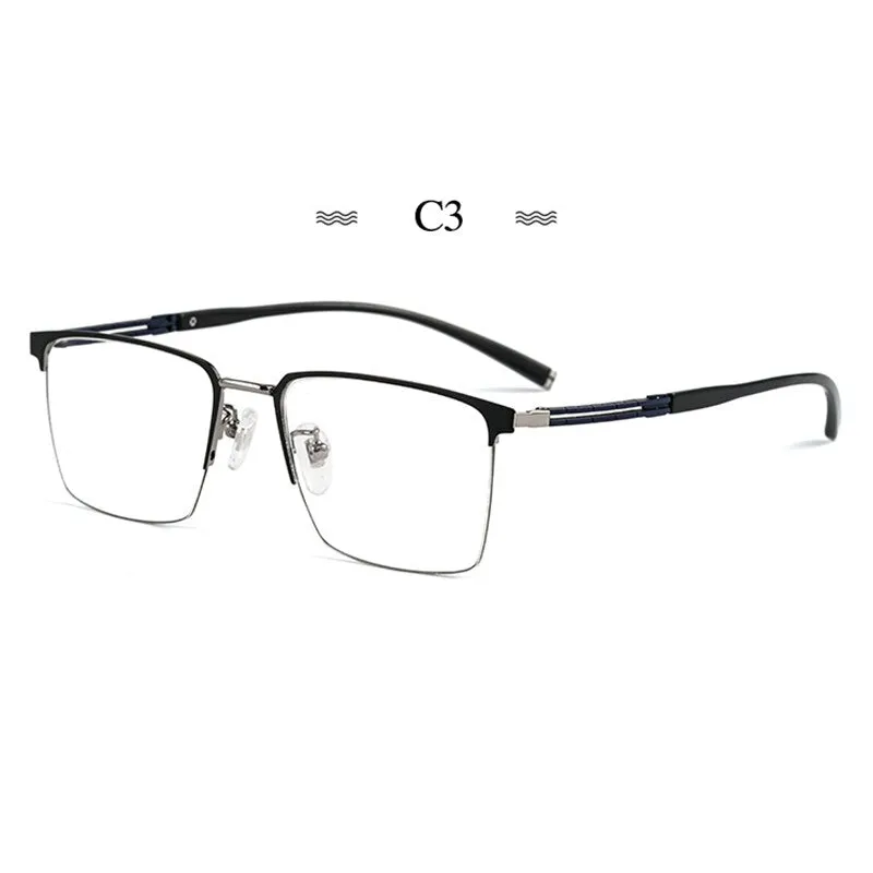 Hotochki Men's Full Rim Square Tr 90 Titanium Frame Eyeglasses T8610t