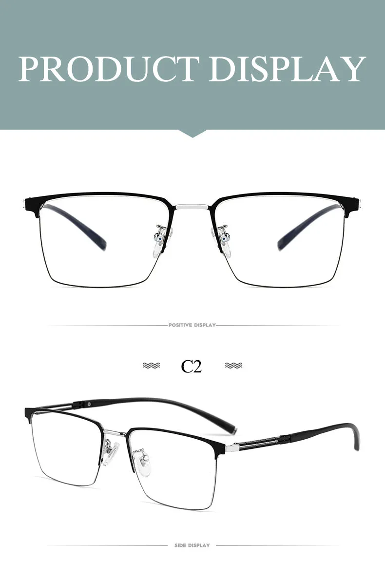 Hotochki Men's Full Rim Square Tr 90 Titanium Frame Eyeglasses T8610t