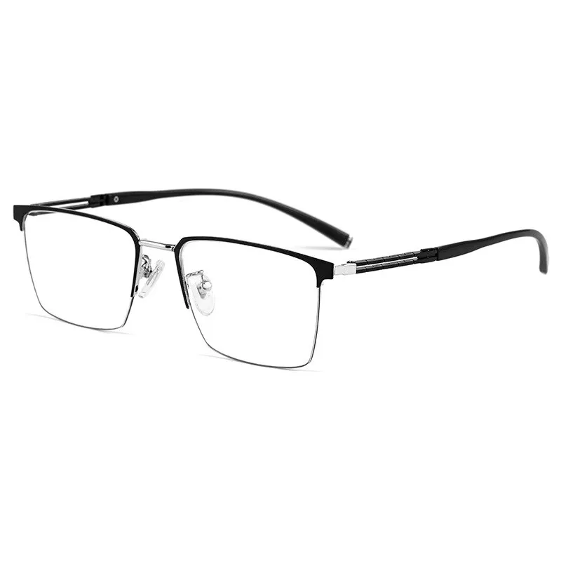 Hotochki Men's Full Rim Square Tr 90 Titanium Frame Eyeglasses T8610t