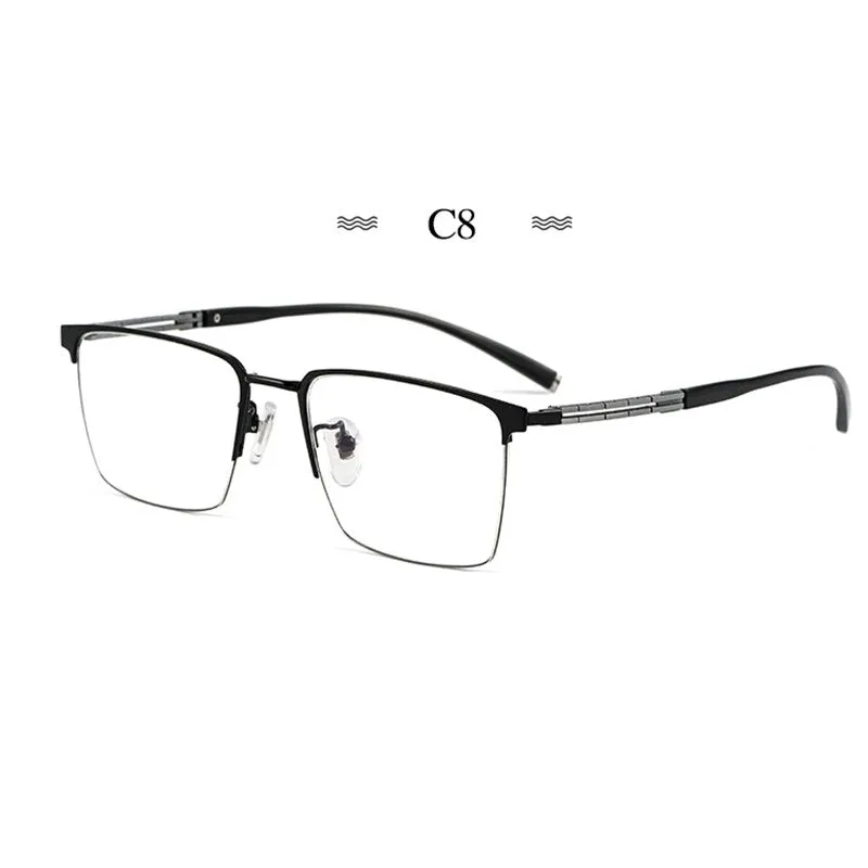 Hotochki Men's Full Rim Square Tr 90 Titanium Frame Eyeglasses T8610t