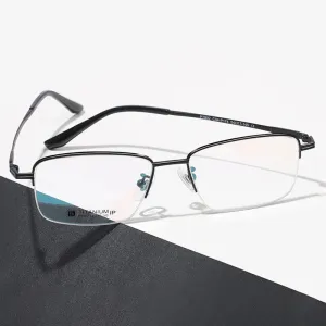 Hotochki Mens Semi Rim Square Titanium Eyeglasses Pt902