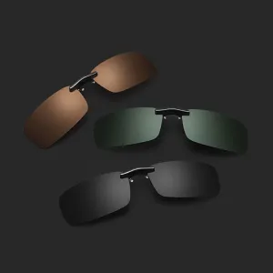 Hotochki Unisex Square Polarized Clip On Driving Sunglasses