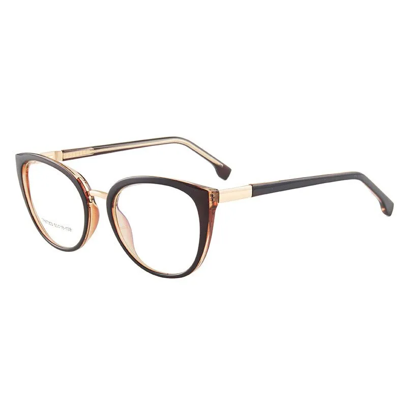 Hotony Women's Full Rim Round Cat Eye Acetate Eyeglasses 7003