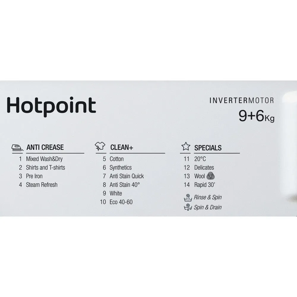 Hotpoint BIWDHG861485 Integrated Washer Dryer With 1400 Spin White