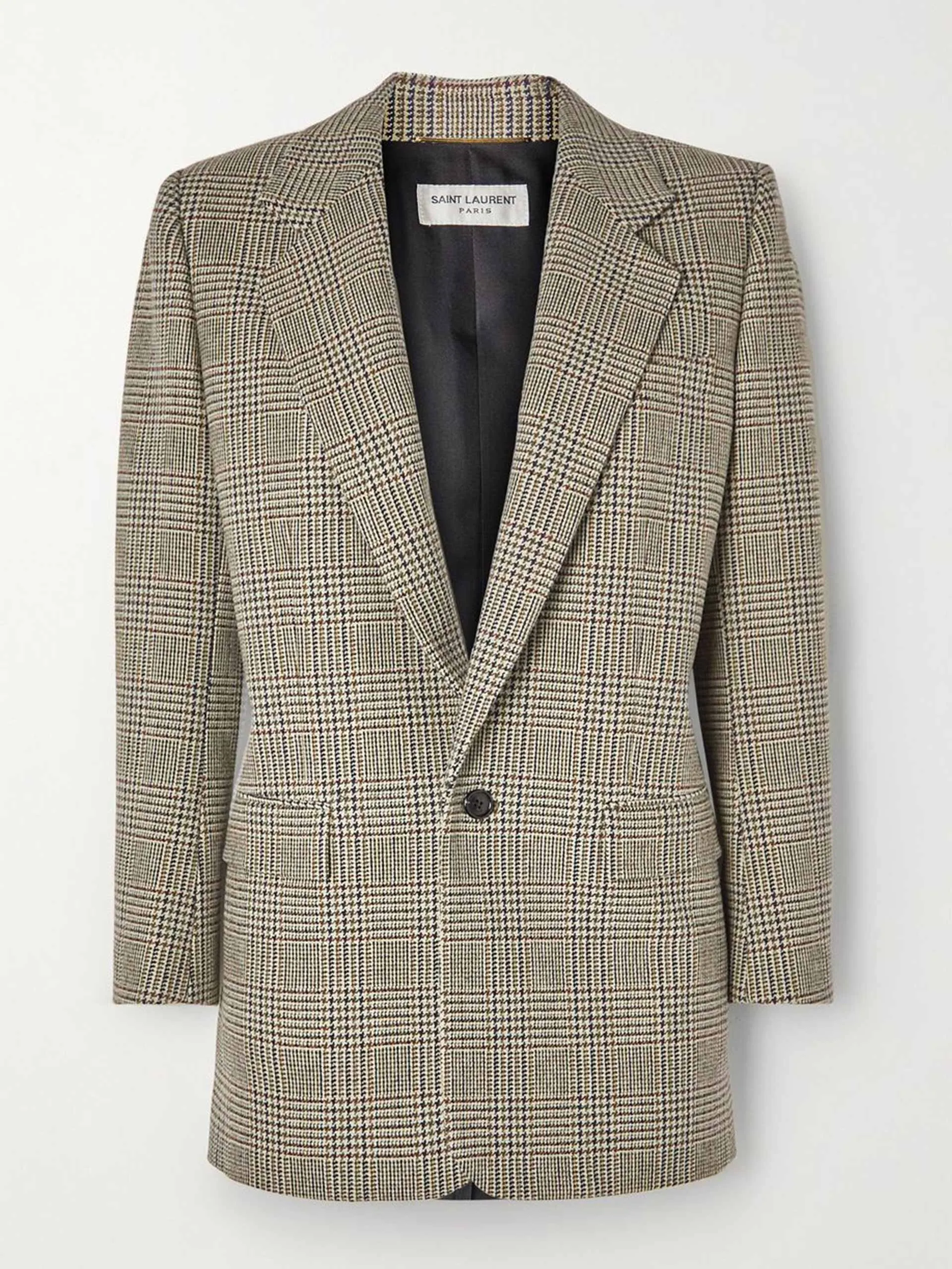 Houndstooth wool-blend blazer