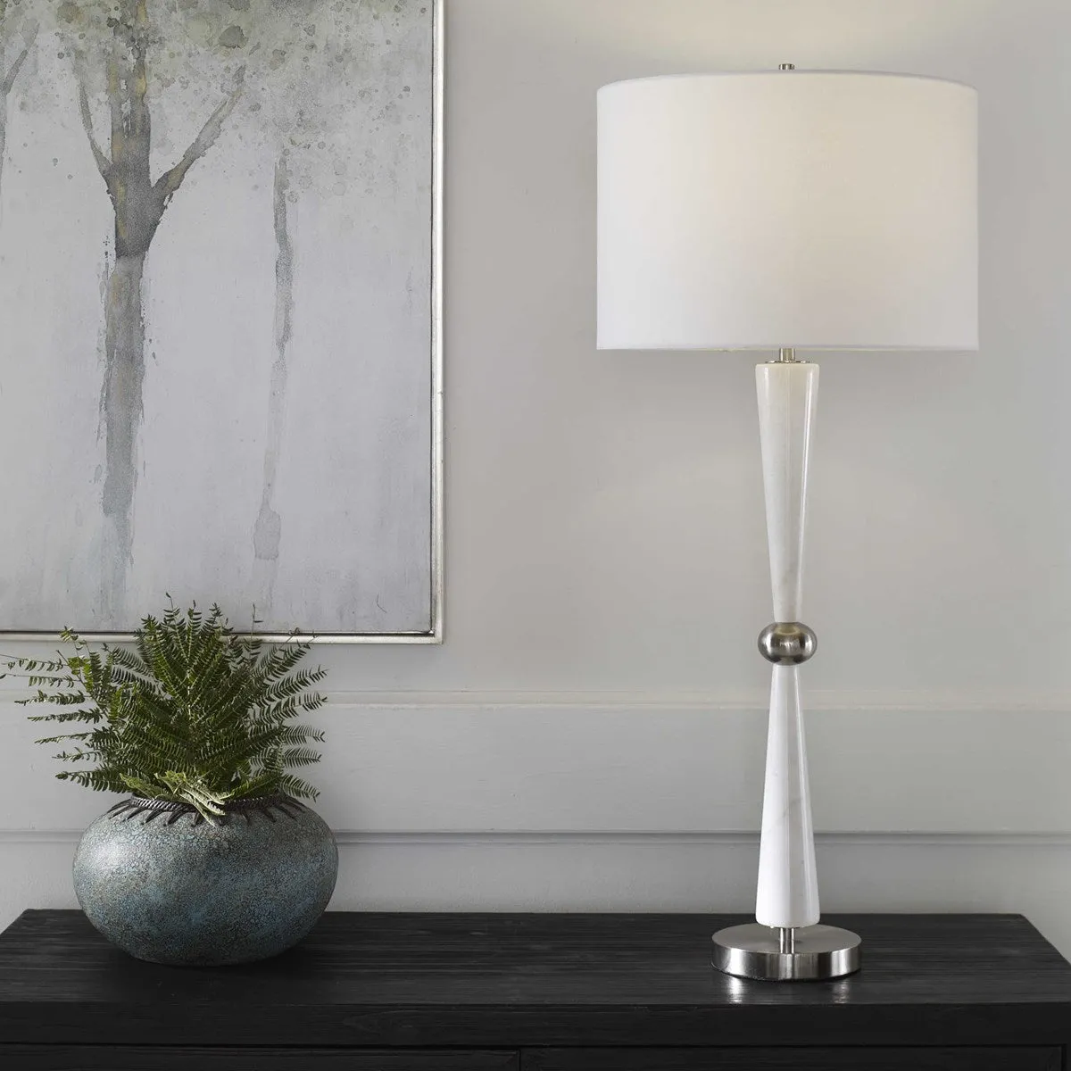 Hourglass White Table Lamp