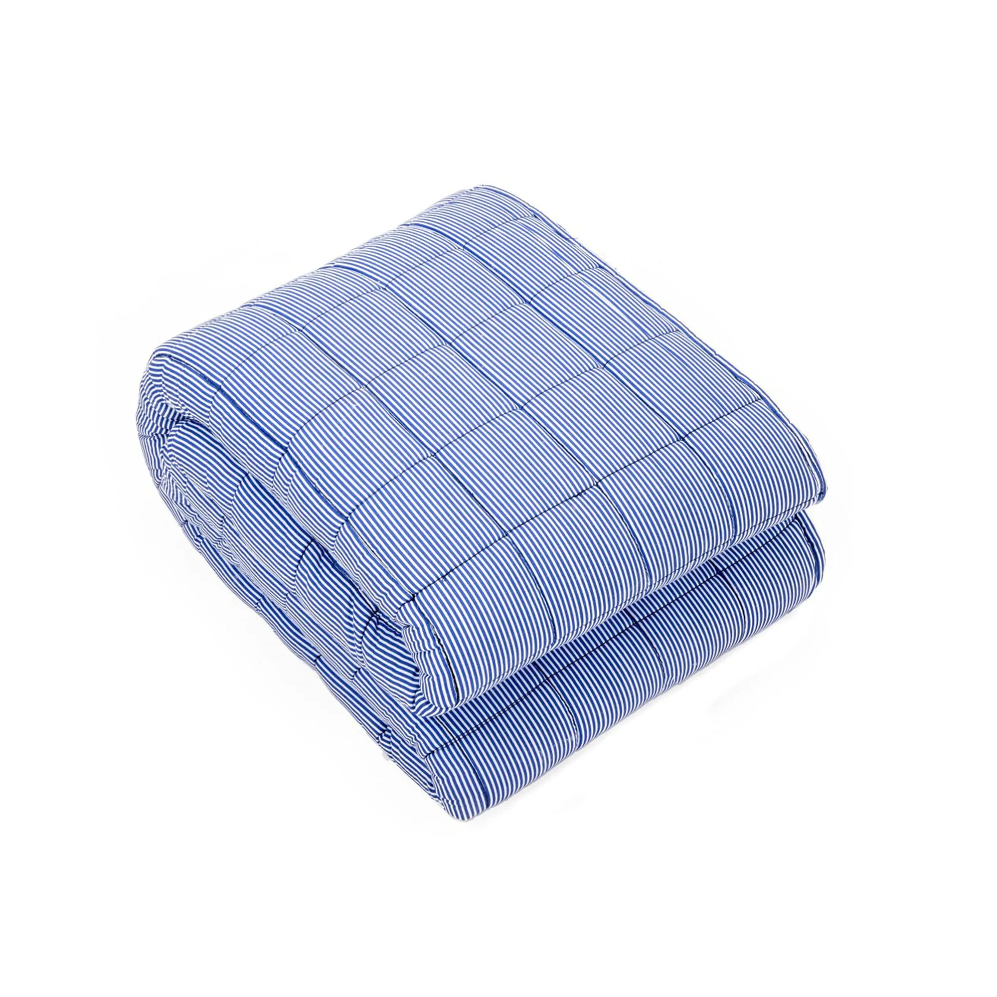 House of Charu |All Season Blanket | Blue Striped - Sherpa Weighted Blanket | Cotton Material Filled with High Density Glass Beads | Blanket with Sunshine Check Cover | Anxiety Blanket | Standard Size (50" x 75")