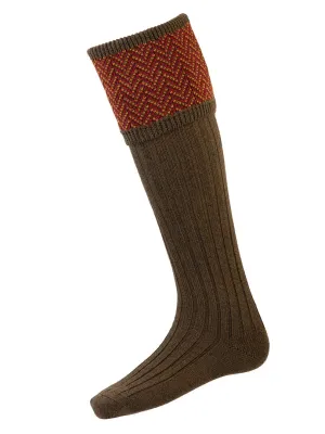 HOUSE OF CHEVIOT Herringbone Shooting Socks - Mens - Bracken