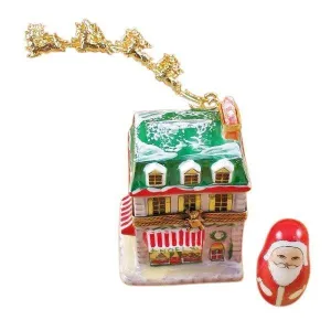 House with Santa and Brass Reindeer