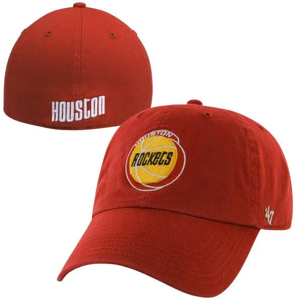 Houston Rockets 47 Brand Red Retro Logo Franchise Slouch Fitted Hat Cap