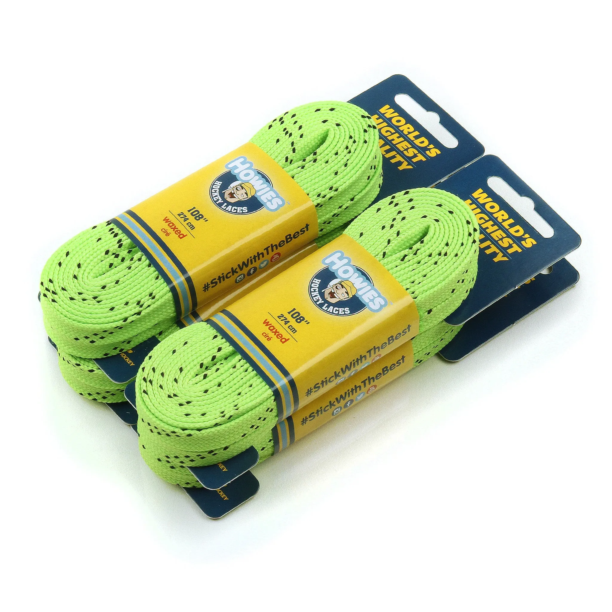 Howies Neon Green Waxed Hockey Skate Laces