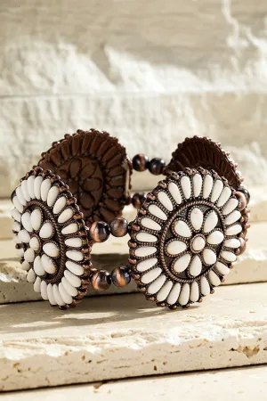 Howlite Copper Semi Precious Stone Blossom Bracelet