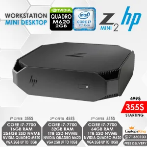 Hp Z2 Mini Workstation Core i7-7700 Vga Nvidia Quadro M620 2gb Mini Desktops (Open Box)